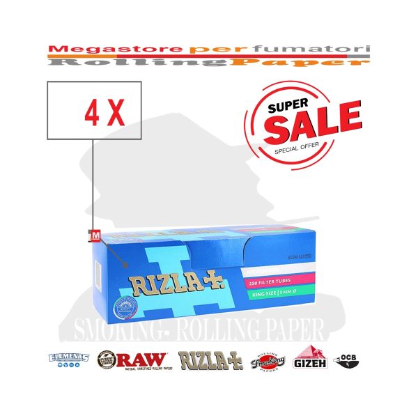 master-102 Tubes à cigarettes Rizla King Size 8 mm avec filtre – 4 boîtes de 250 tubes