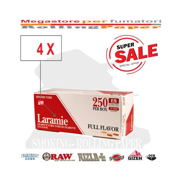 Laramie Full Flavor Red King Size 8 mm Zigarettenhülsen – 4 Schachteln à 250 Hülsen