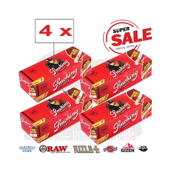 Tubes à cigarettes Smoking Regular avec filtre long de 24 mm – lot de 200 tubes