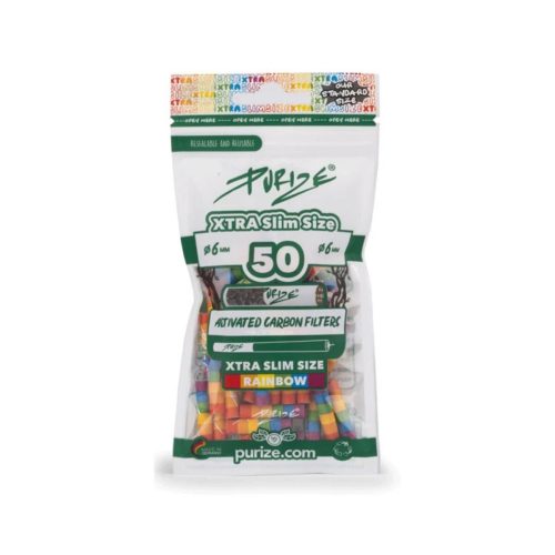 Φιλτράκια ενεργού άνθρακα Purize Rainbow Extra Slim 6 mm – 50 φίλτρα