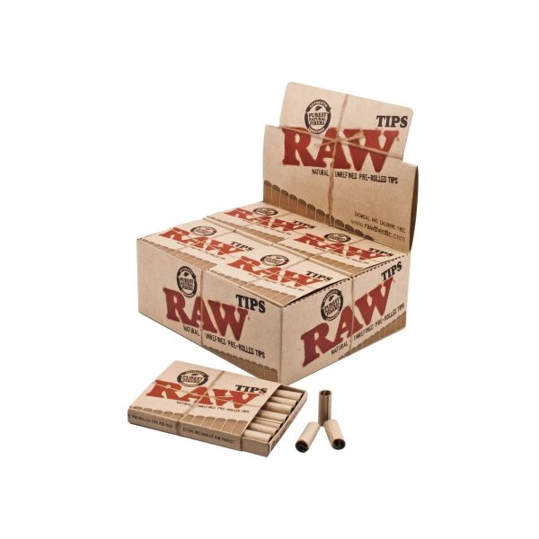 RAW Pre-Rolled Slim Filtertips aus Karton natürlich ungebleicht – 20 Packungen