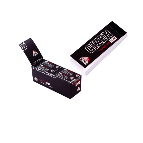 Gizeh Black Slim perforierte Filtertips aus Karton 26 × 60 mm – Heftchen mit 35 Tips