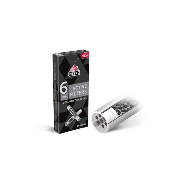 Gizeh Extra Slim Flavor 6 mm Activated Charcoal Filters – 10 Filters