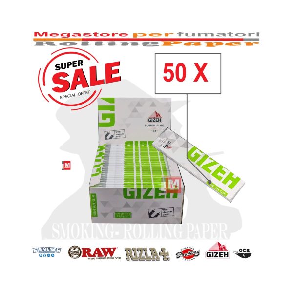 master-200 Papier à rouler Gizeh Super Fine King Size Slim – lot de 50 carnets
