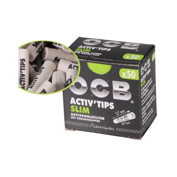 OCB Activ Tips Slim 7 mm Aktivkohlefilter – 50 Filter