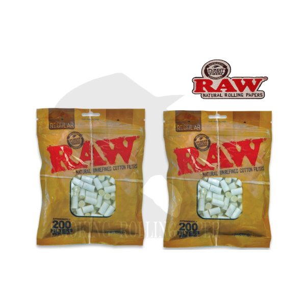 RAW Regular 8 mm Zigarettenfilter aus reiner Baumwolle – 10 Beutel à 200 Filter