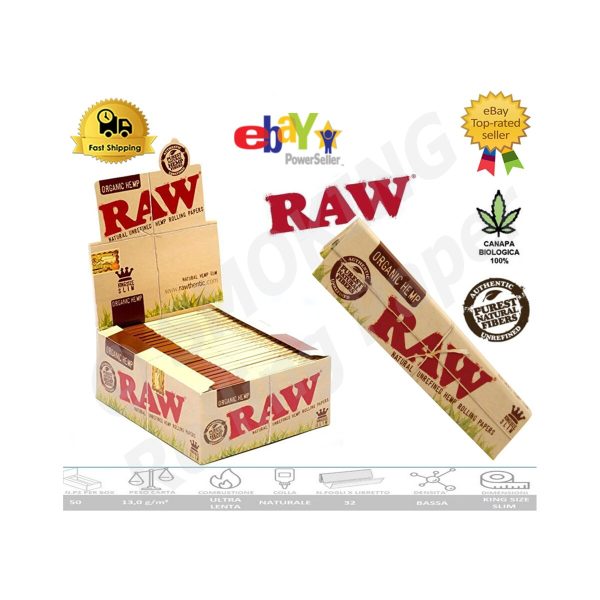 master-269 Papier à rouler RAW Organic King Size Slim – lot de 50 carnets
