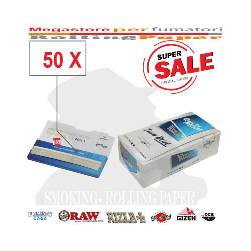 master-284 Χαρτάκια στριφτού Rizla Blue Regular – συσκευασία με 50 πακετάκια