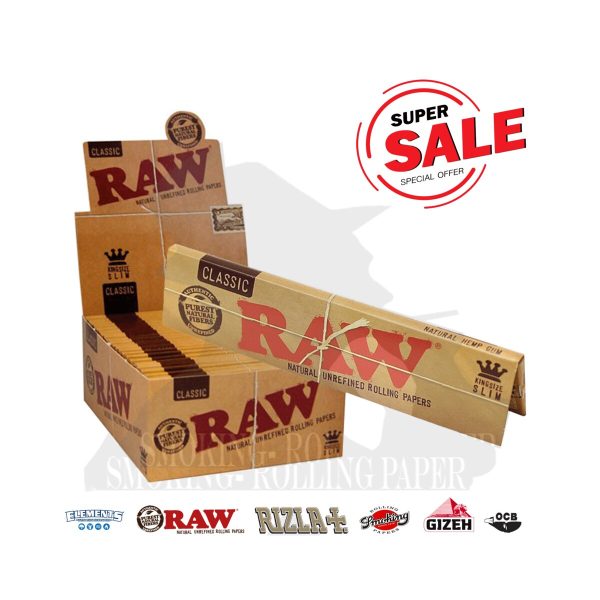 master-379 Papier à rouler RAW Classic King Size Slim – lot de 50 carnets