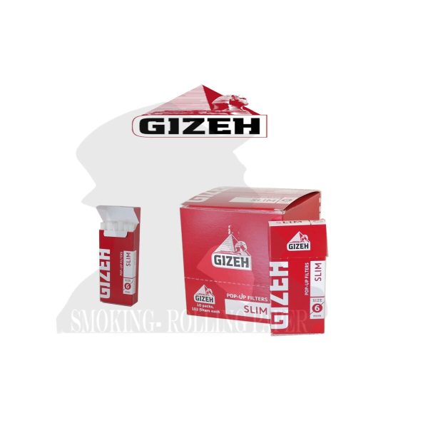 master-42 Gizeh Red Slim Pop-Up 6 mm Zigarettenfilter – 10 Dosen à 102 Filter